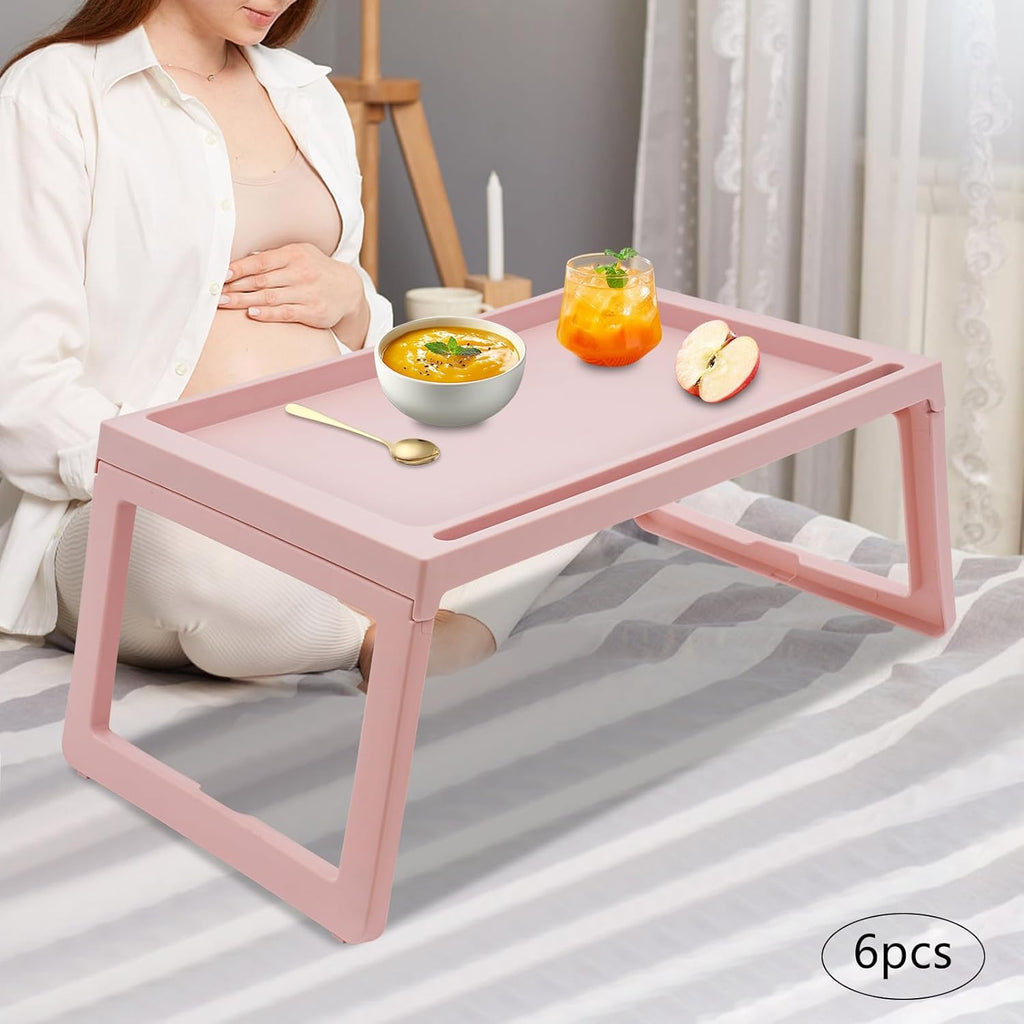 Breakfast in Bed Tray Folding Table Plastic Laptop Desk, Pink O326039