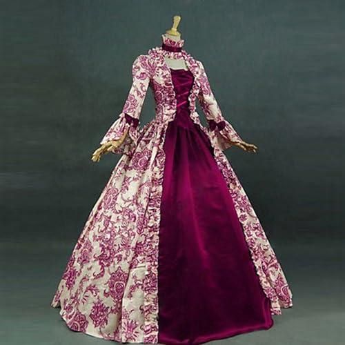 Attine Women's Victorian Rococo Dress Lace Trumpet Sleeve X752