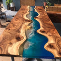 Custom Made Live Edge with River Wave Look Table Epoxy Dining Table Coffee Table End Table Bar Counter Top Living Room Table Wall Art Wooden Table (16.5" Inches Tall, 48 x 24 Inches)