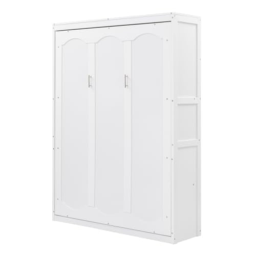 Queen Size Murphy Bed with 2-Tier Cabinet and Storage Shelves U4978