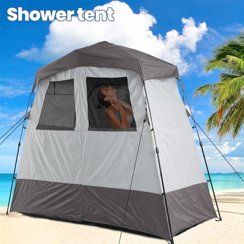 Camping Shower Tent Deluxe Changing Room Privacy Shelter with Floor Drain F387