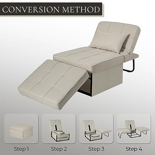 4 in 1 Convertible Ottoman Bed Chair with Adjustable Backrest, Dark Gray Y28571
