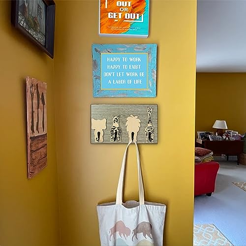 Kids Animal Coat Rack Wall Hooks Wooden Safari Tiger Decor Q407021