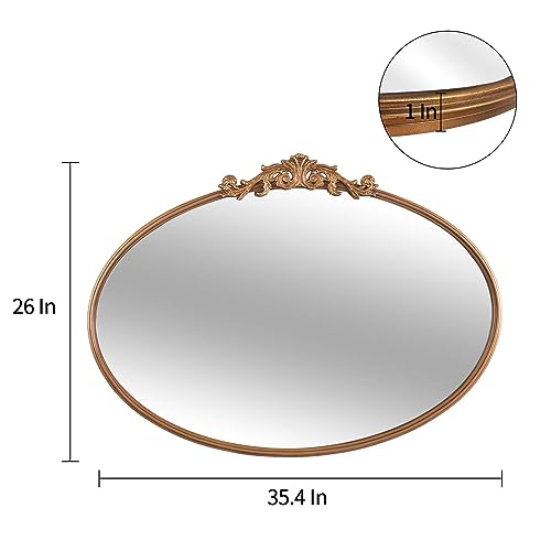Vintage Baroque Arched Wall Mirror Gold 24x36 R8749