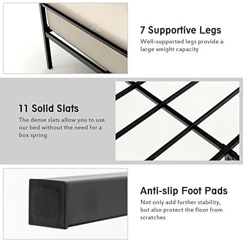 GORELAX Metal Canopy Queen Bed Frame with Slats, No Box Spring Needed D153385