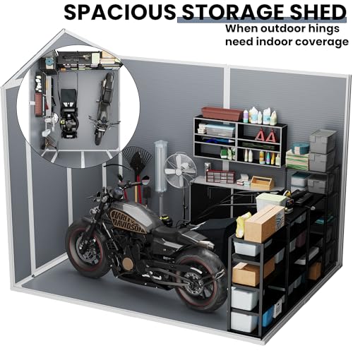 Patiowell 6 x 8 FT Plastic Outdoor Storage Shed with Floor, Grey L76044