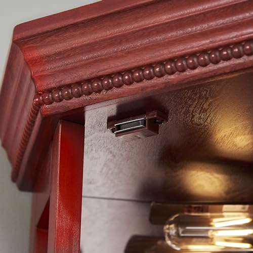 Corner Curio Cabinet Lighted Display with Glass Doors, Cherry T367989