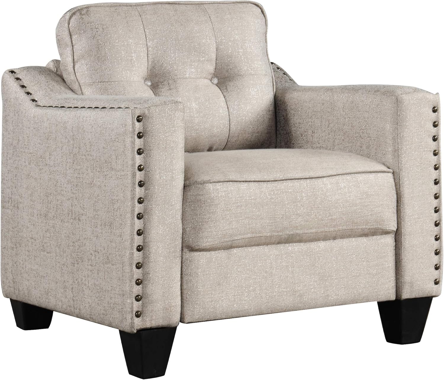 FANYE 3 Pieces Living Room Furniture Set, Loveseat and Armchair, Linen Fabric, Beige V6796