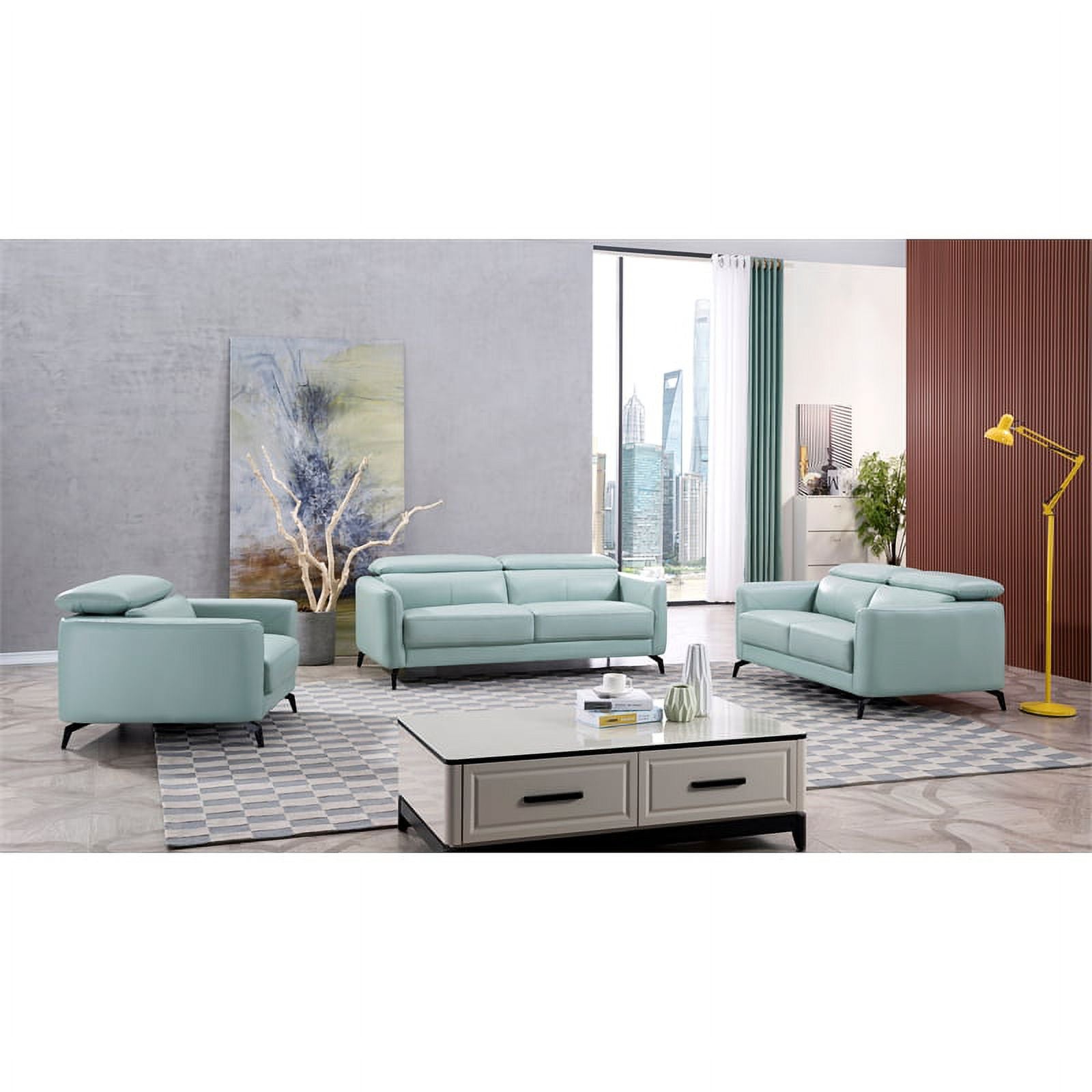 American Eagle Furniture Genuine Leather Accent Chair Light Teal D4424
