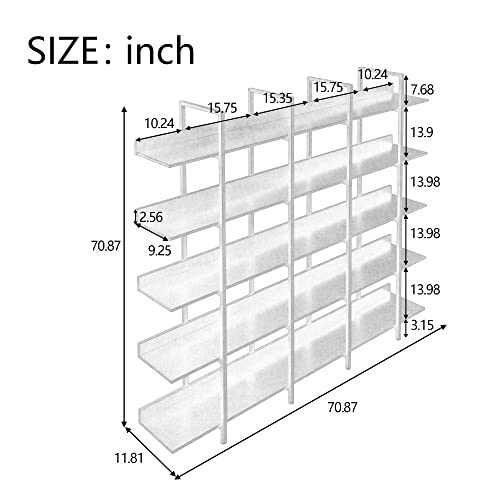 5-Shelf Bookcase, Modern Industrial Open Bookshelf, Black Y638