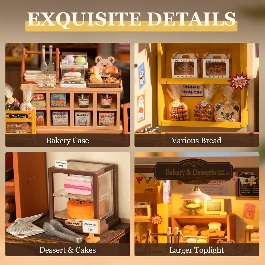 ROBOTIME Miniature House Kit DIY Dollhouse with LED Light for Kids & Adults I243