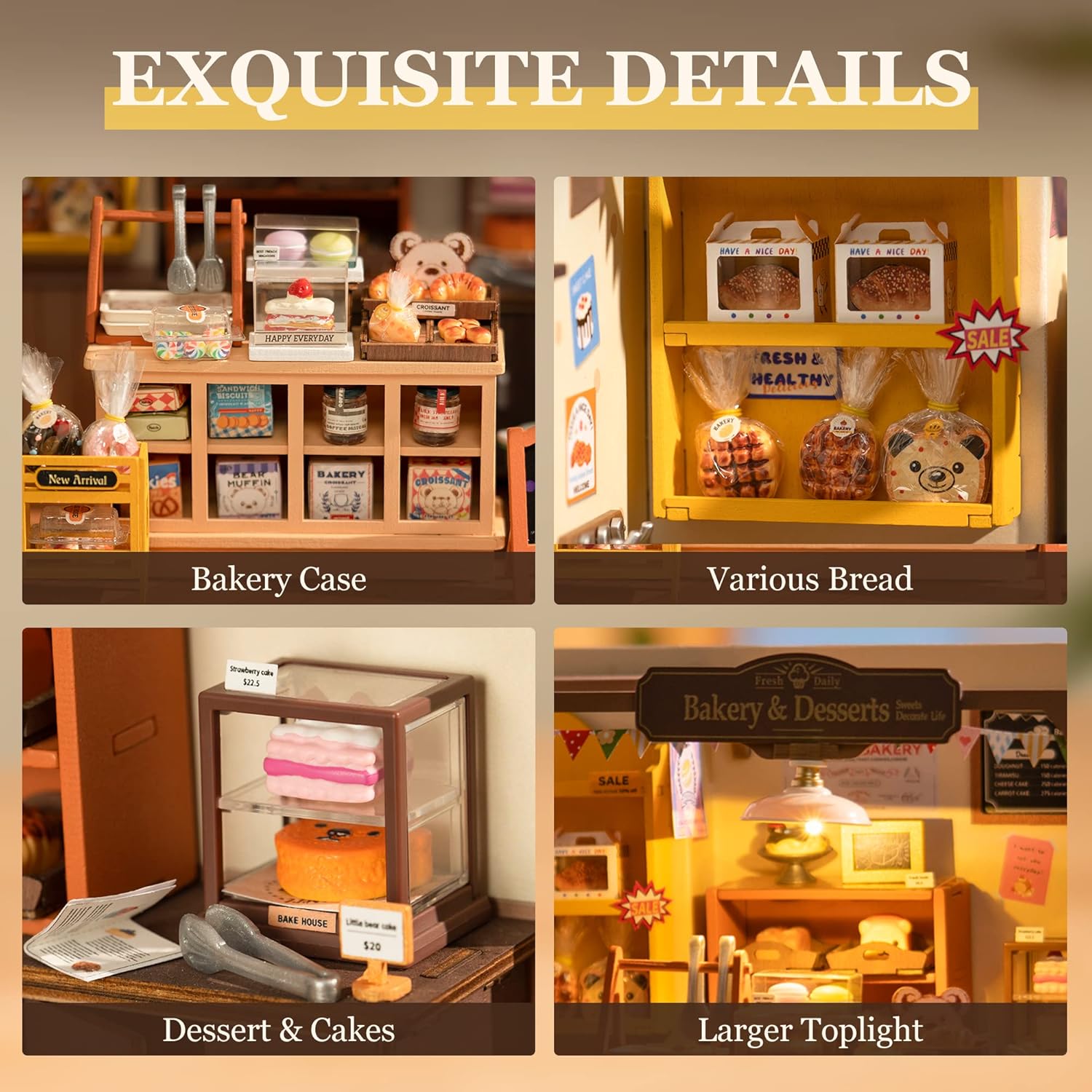 ROBOTIME Miniature House Kit DIY Dollhouse with LED Light for Kids & Adults I243