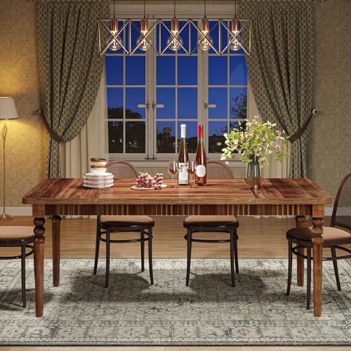 Tribesigns Farmhouse Dining Table for 4-6 People, 63-Inch Rectangular Kitchen Table, Oak R581
