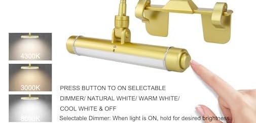 Rechargeable Clip on Picture Light with Timer, Dimmable LED Art Lamp W248562