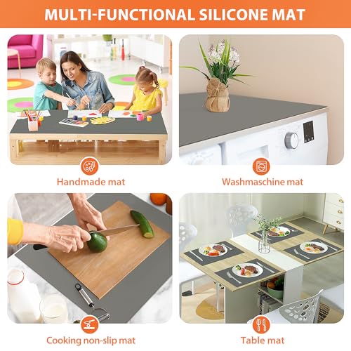 Silicone Mats for Kitchen Counter, Heat Resistant, Non-Slip, 25" x 17", Grey C320