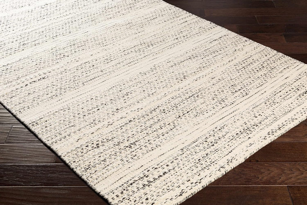 Hauteloom Williford Natural Fiber Wool Handwoven Area Rug, Black Cream Beige, 8'10" x 12' M313