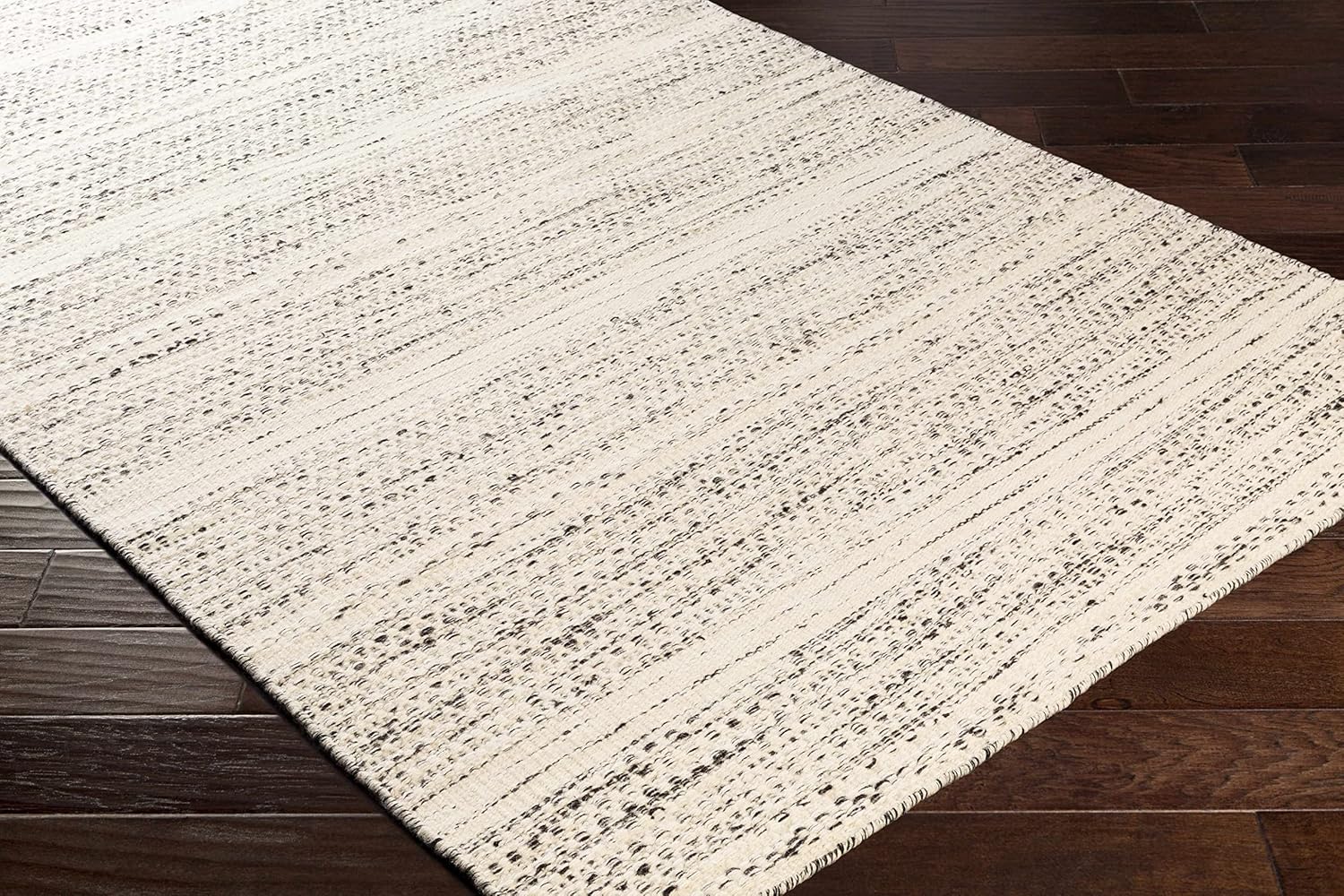 Hauteloom Williford Natural Fiber Wool Handwoven Area Rug, Black Cream Beige, 8'10" x 12' M313