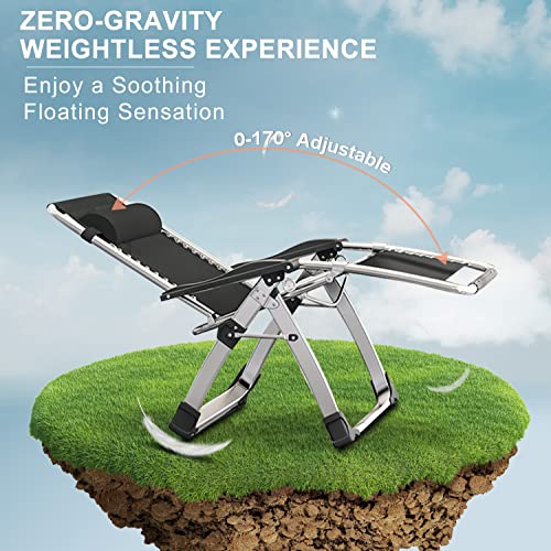 ABORON Zero Gravity Chair Outdoor Folding Lounge Recliner with Cushion Headrest & Tray S620