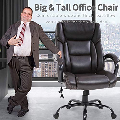 Big and Tall Ergonomic PU Leather Executive Office Chair with Massage Lumbar Support B17254