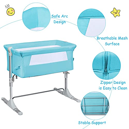 BABY JOY Baby Bedside Crib, Portable Travel Bassinet with Carrying Bag, Grey E759749
