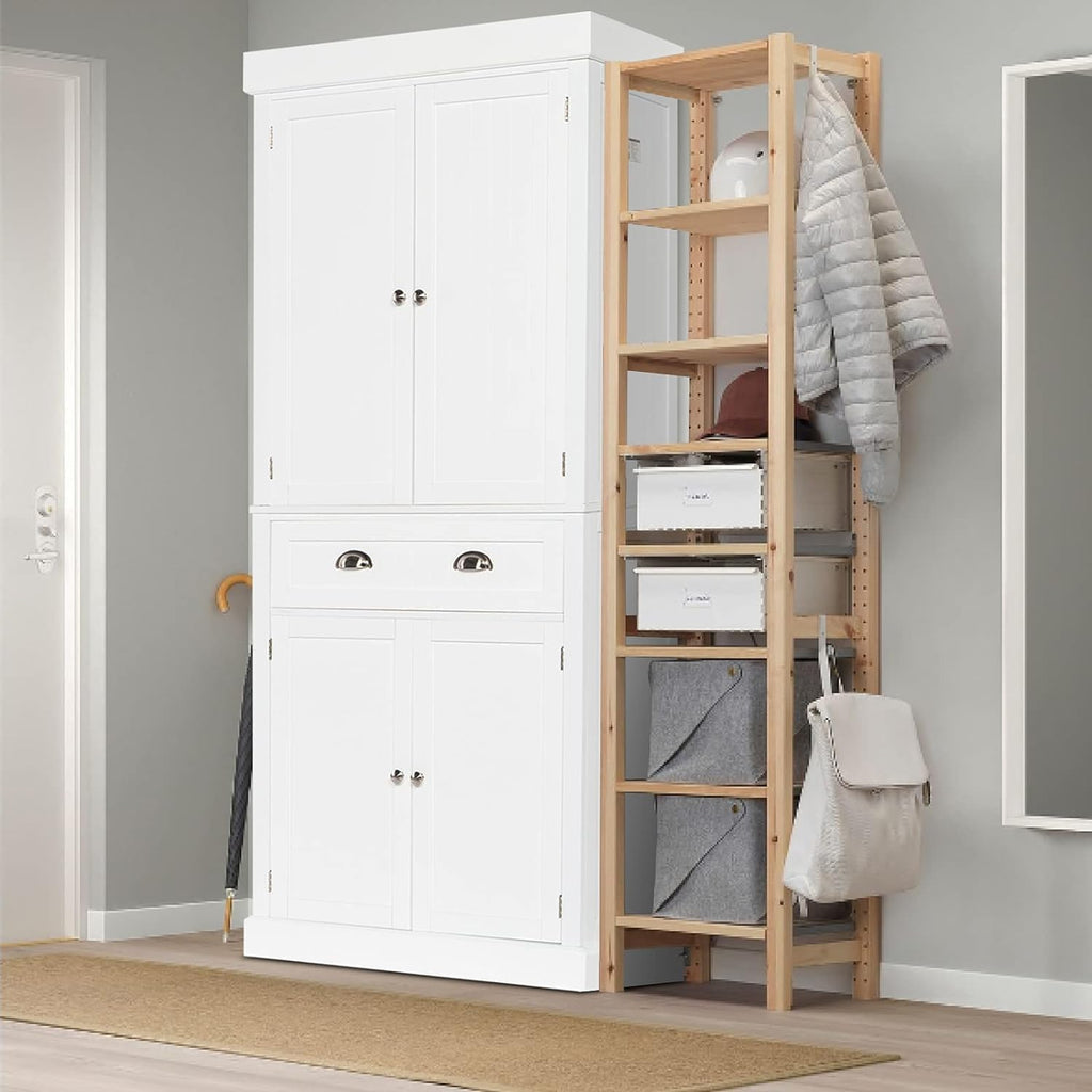 Freestanding Kitchen Pantry Cabinet with Doors and Shelves, White E981785