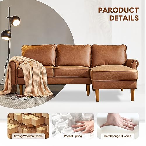 ovios 81.5" L-Shape Sofa Couch with Chaise, Grey O929681
