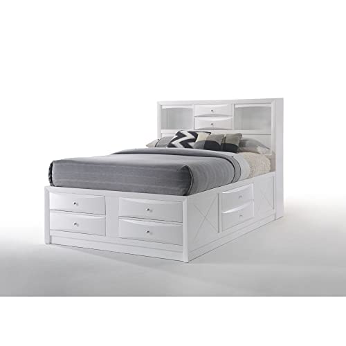 Acme Ireland Queen 8-Drawer Wooden Bed with Storage in White