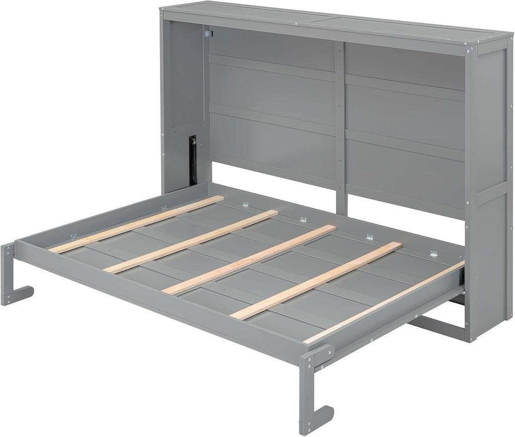 MERITLINE Full Size Murphy Bed Wall Bed for Guest Room, Gray P899