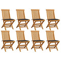 Patio Chairs with Taupe Cushions 8 pcs Solid Teak Wood,Teak Folding Patio Chairs Durable and Comfortable for Outdoor Dining and Relaxation Outdoor Seating Furniture