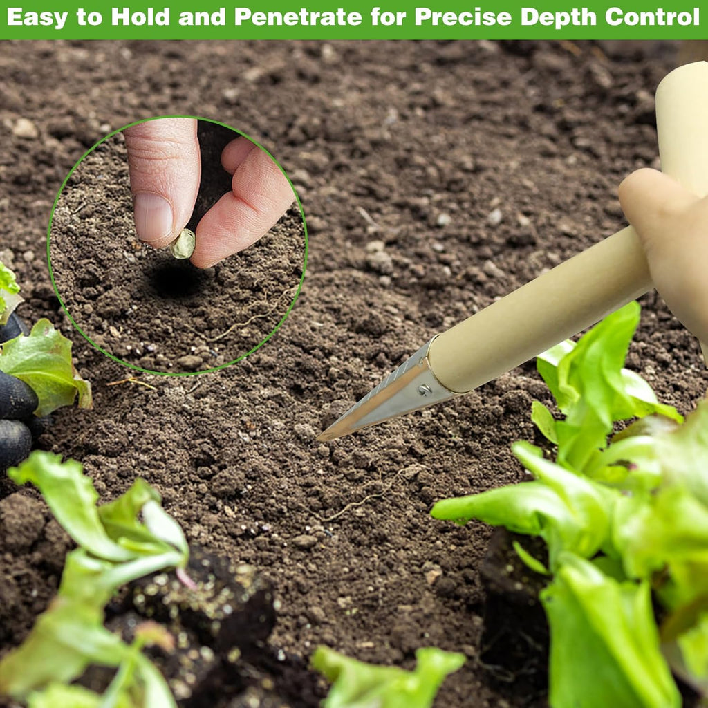 Seed Planter Tool Set with Dibber and Wooden Spacer Ruler A23297