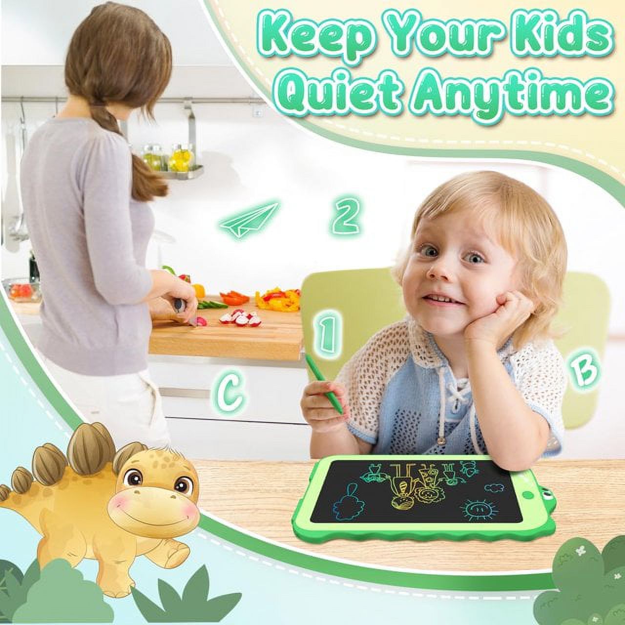 LCD Writing Tablet for Kids Dinosaur Drawing Board Toys Ages 3-8 R744