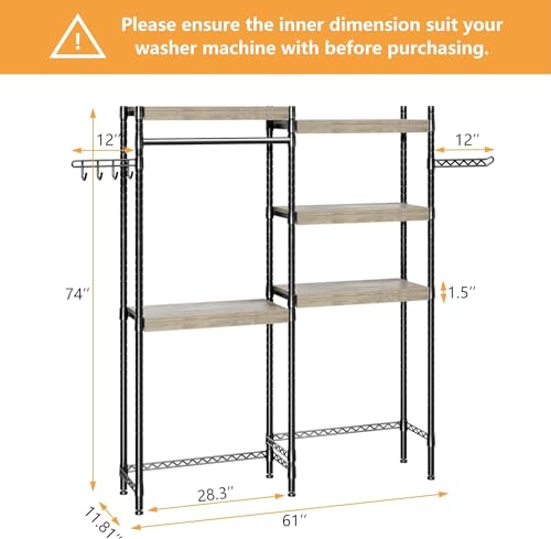 IDEALHOUSE Over Washer Dryer Storage Shelf, Heavy Duty Adjustable Wood, 28" K391828