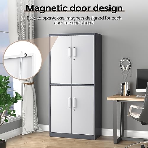 Locking Metal Garage Storage Cabinet, 72" Tall with 5 Shelves, Black F327