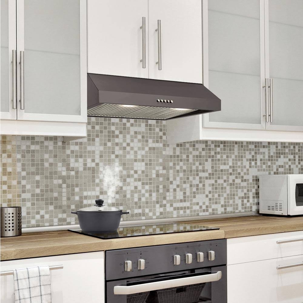 Vissani 30 in. 370 CFM Under Cabinet Range Hood with LED Bulbs, Black Stainless Steel E8803