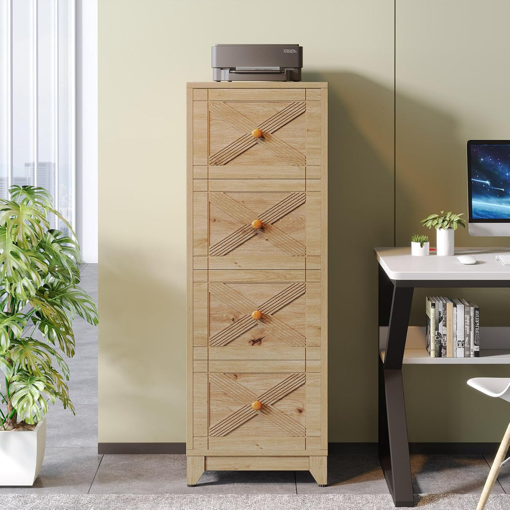 Tribesigns 4-Drawer File Cabinet for Letter Size, Wood Office Storage O1963