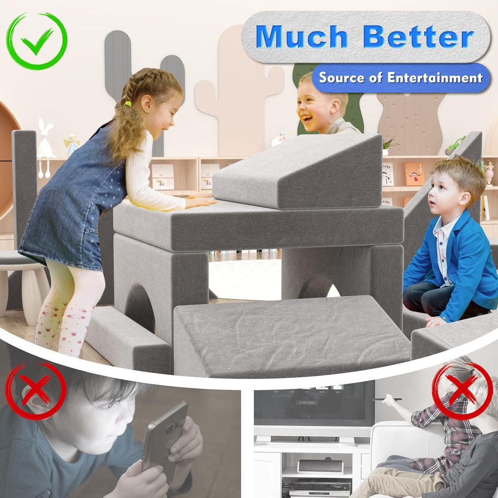 Kids Nugget Couch, 15PCS Modular Play Couch with Foam Cushion G559