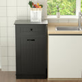 10 Gallons Tilt Out Trash Bin Cabinet, Wooden Garbage Can Cabinet for Kitchen, Tilt Out Laundry Hamper Cabinet, Dog Proof Trash Cabinet Can Free Standing Holder, Black
