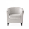 GDF Studio Miller Contemporary Upholstered Club Chair, Ivory Bonded Leather and Dark Brown