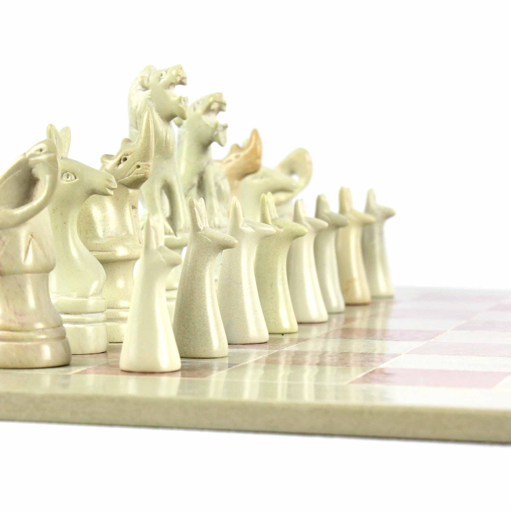 Smolart Hand Carved Soapstone Maasai Chess Set 14x22 Board Q904