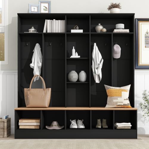 Hall Tree with Shoe Storage Bench and Coat Rack U6425