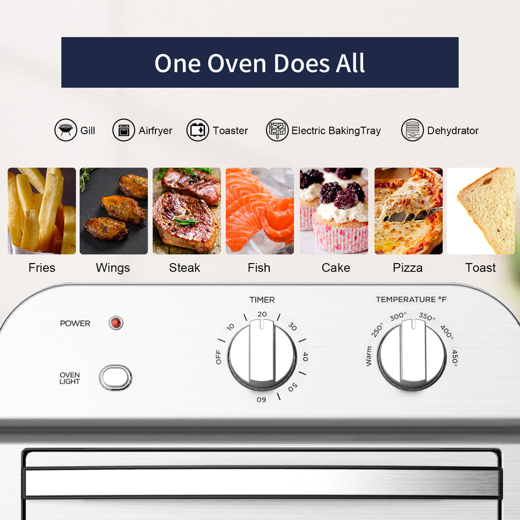 Toaster Oven, Countertop Air Fryer, 1500W Stainless Steel, Silver I28125