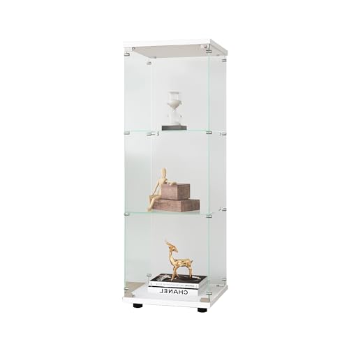 White Glass Display Cabinet with 3 Shelves L30487