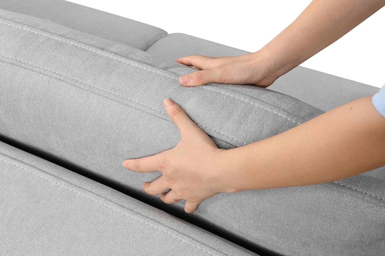 69" 3 in 1 Convertible Queen Sleeper Sofa Bed, Modern Fabric Loveseat Futon, Light Gray M509