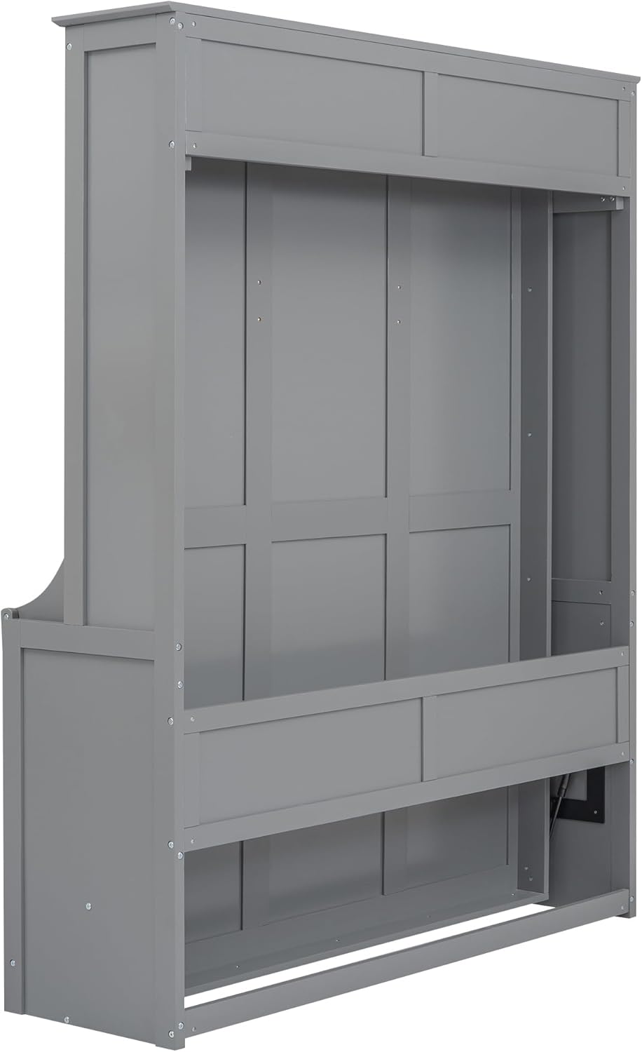 Queen Murphy Bed with Shelf, Space-Saving Wall Bed, Gray O8757