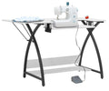 Sew Ready Comet Plus Hobby Storage Drawer + Shelves Sewing Table, 56.75" W x 23.5" D x 30" H, Black/White
