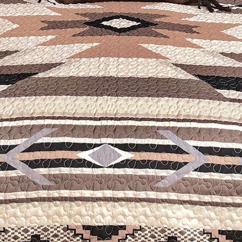 BLACK FOREST DECOR King Quilt Bedding Santa Fe Stripes Three Piece Bed Set J690