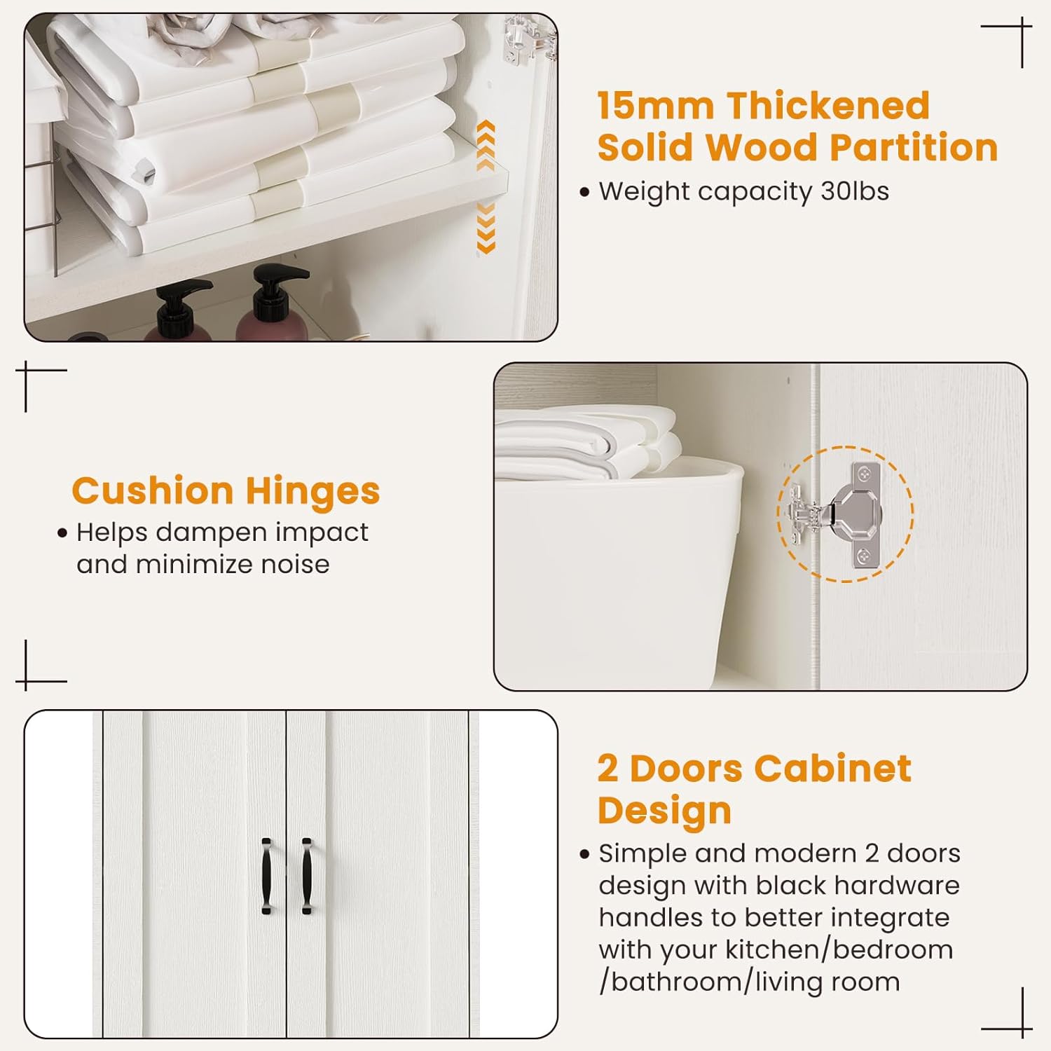 Tall Storage Pantry Cabinet with 2 Doors and 6 Shelves, White V963147