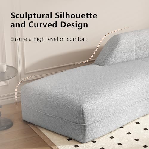 HomSof Curved Chaise Lounge Sofa for Living Room, Grey Z260