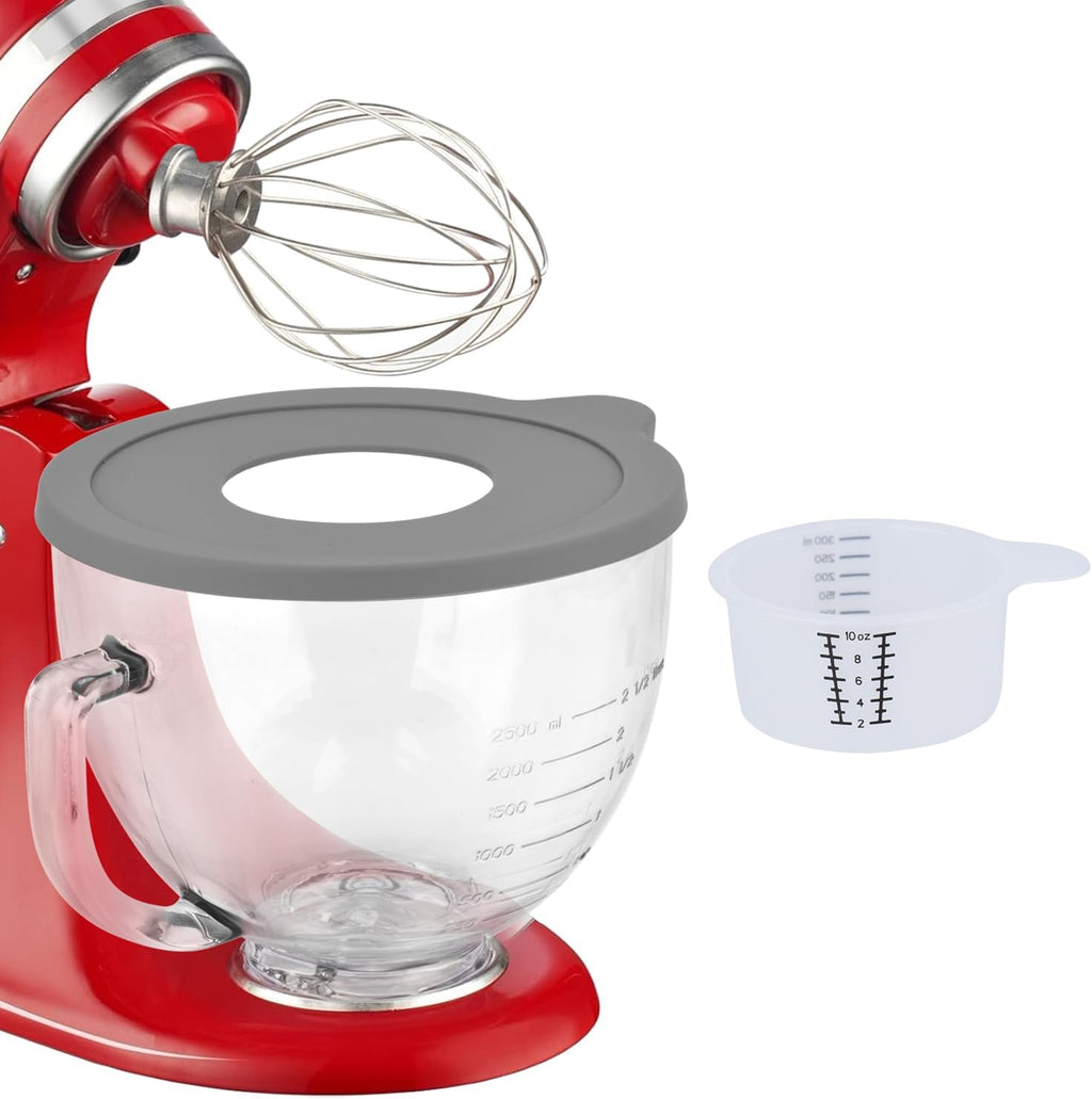 Tilt-Head Stand Mixer Glass Bowl, 5 QT,Compatible with Kitchenaid Artisan&Classic Series,Glass Bowl with Lid,Mixer Bowl Cover to Prevent Spilling of Ingredients