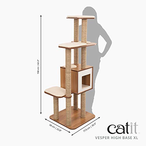 Catit Vesper High Base Extra Large Cat Tree, Walnut V978306